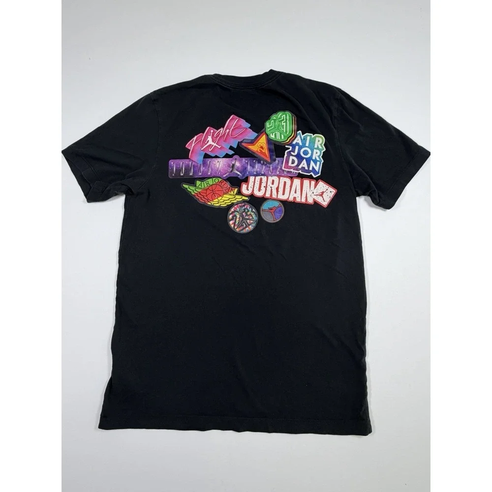 Nike Air Jordan Mens S Black Sticker Mesh Graphic T-Shirt CD5638-010 Flight